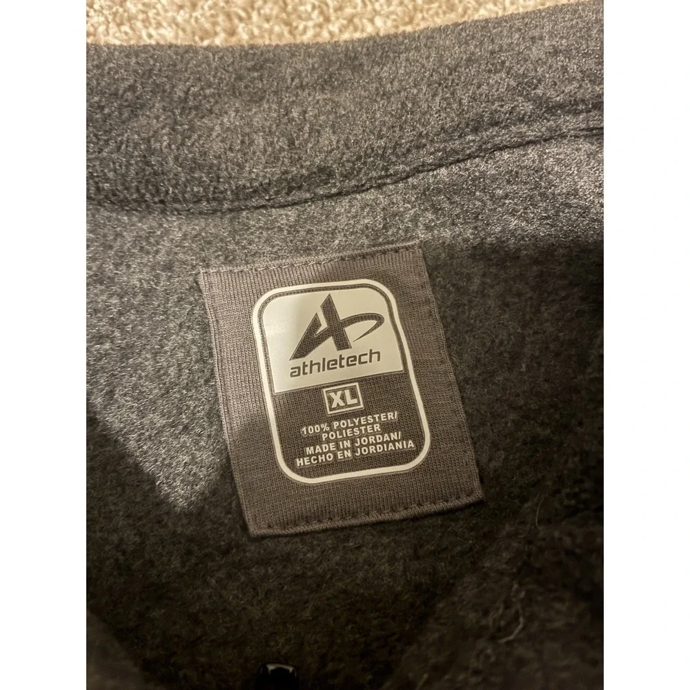 Athletech Mens‎ XL Charcoal Gray Quarter Zip Fleece Pullover Mock Neck Jacket